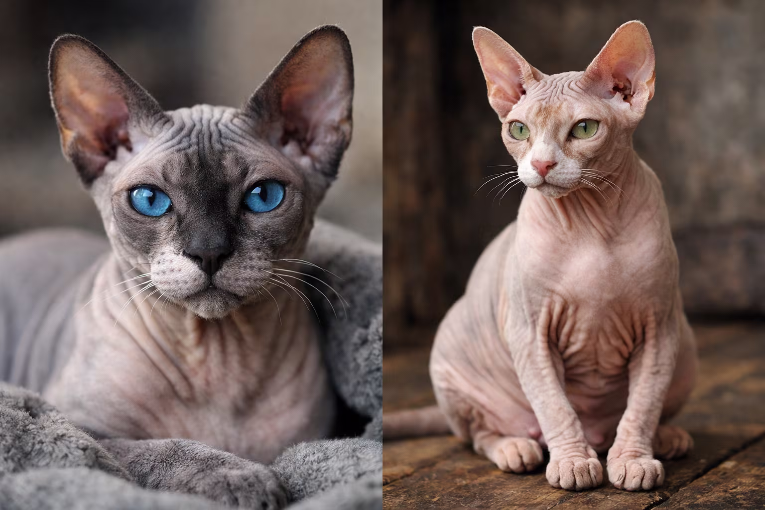 Couple de chats Sphynx de la Chatterie du Sphynx Eveillé